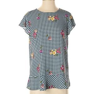 NWT Van Heusen cap-sleeve, flowery gingham blouse